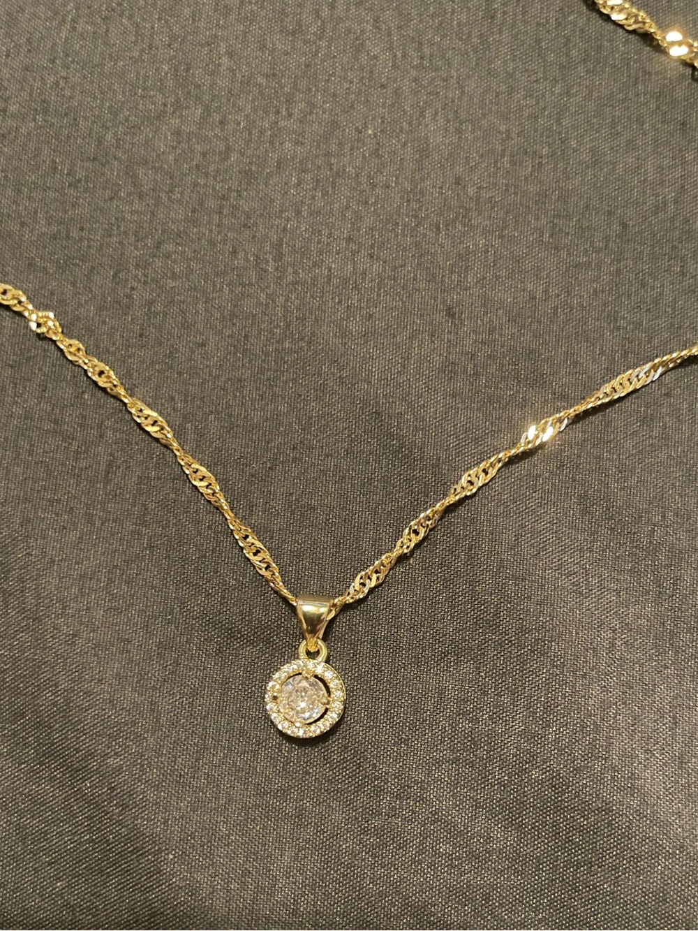 New - 14k gold finish Singapore necklace w/pendant (set)